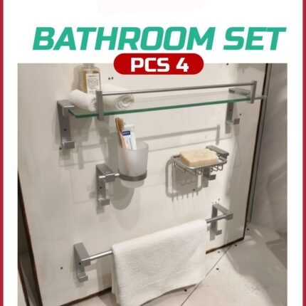 4 Pcs Premium Bathroom Accessory Set – Silver